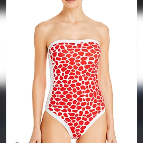 ALEXANDRA MIRO WHITNEY STRUCTURED ONE PIECE SWIMSUIT IN RED GIRAFFE - Picture 2 of 9
